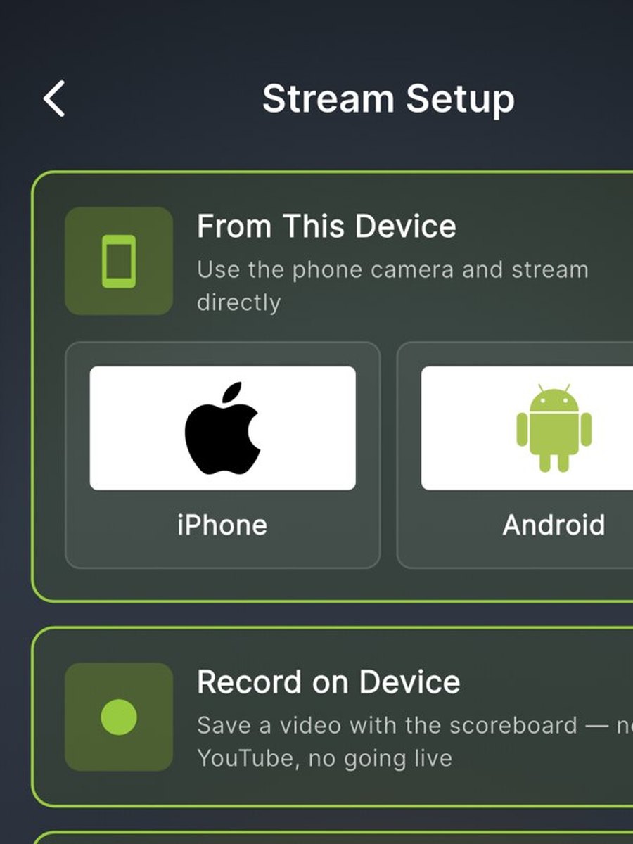 Starting a live stream from the Skipper app on a phone