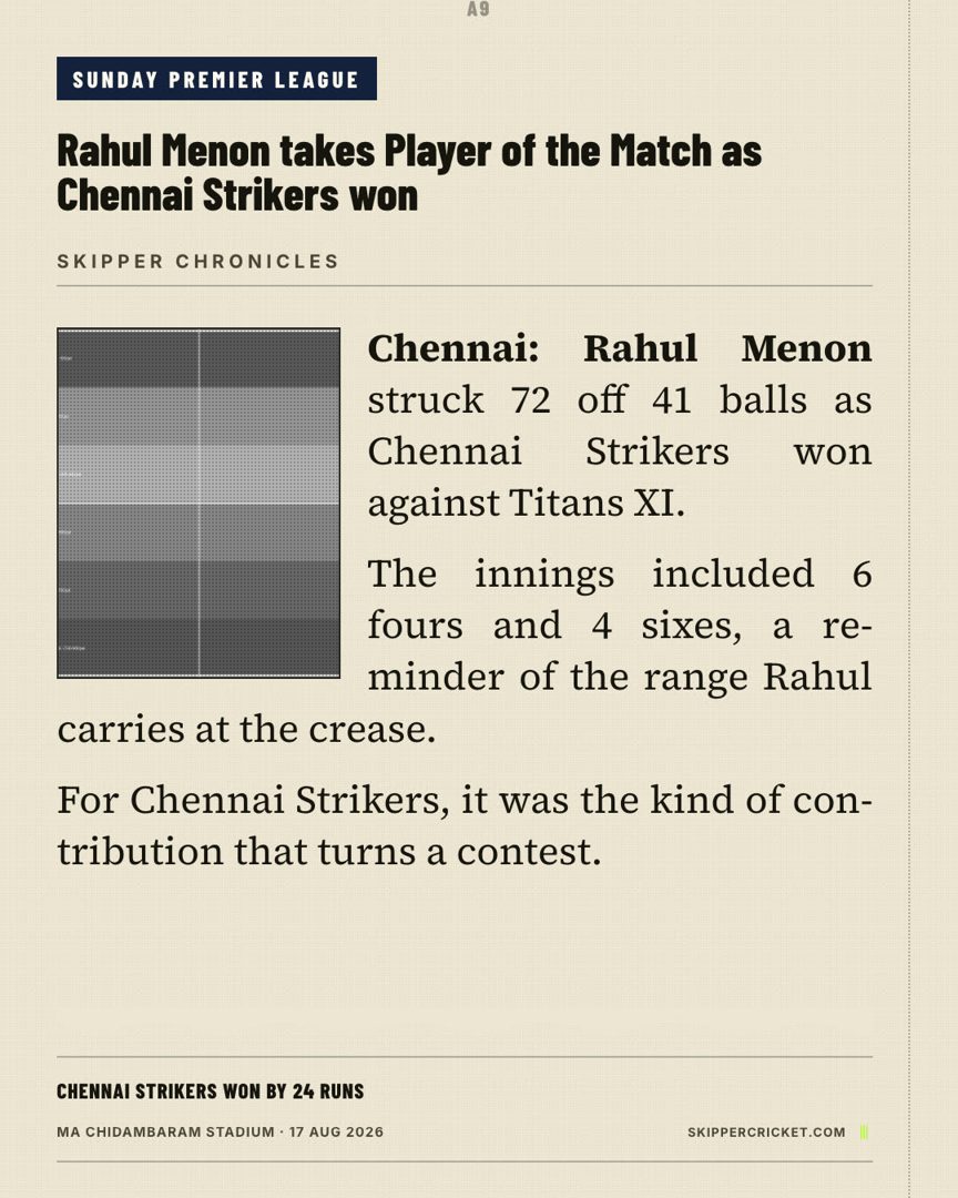 Skipper Chronicles card, demo data